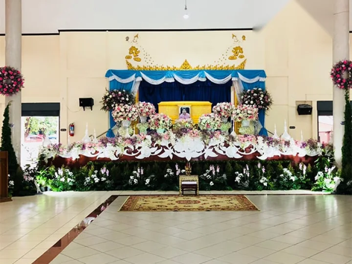 ผลงานจัดดอกไม้วันรดน้ำศพและหน้าโลง งานศพจริง Funeral Decor